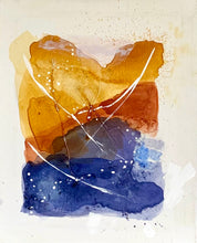 Load image into Gallery viewer, Abstract painting with bright yellow gold and blue layers by Be A Joy Song