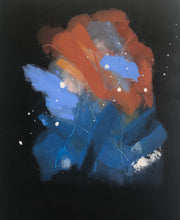 Load image into Gallery viewer, Abstract galaxy painting with black background and orange blue nebula colors by Be A Joy Song"
