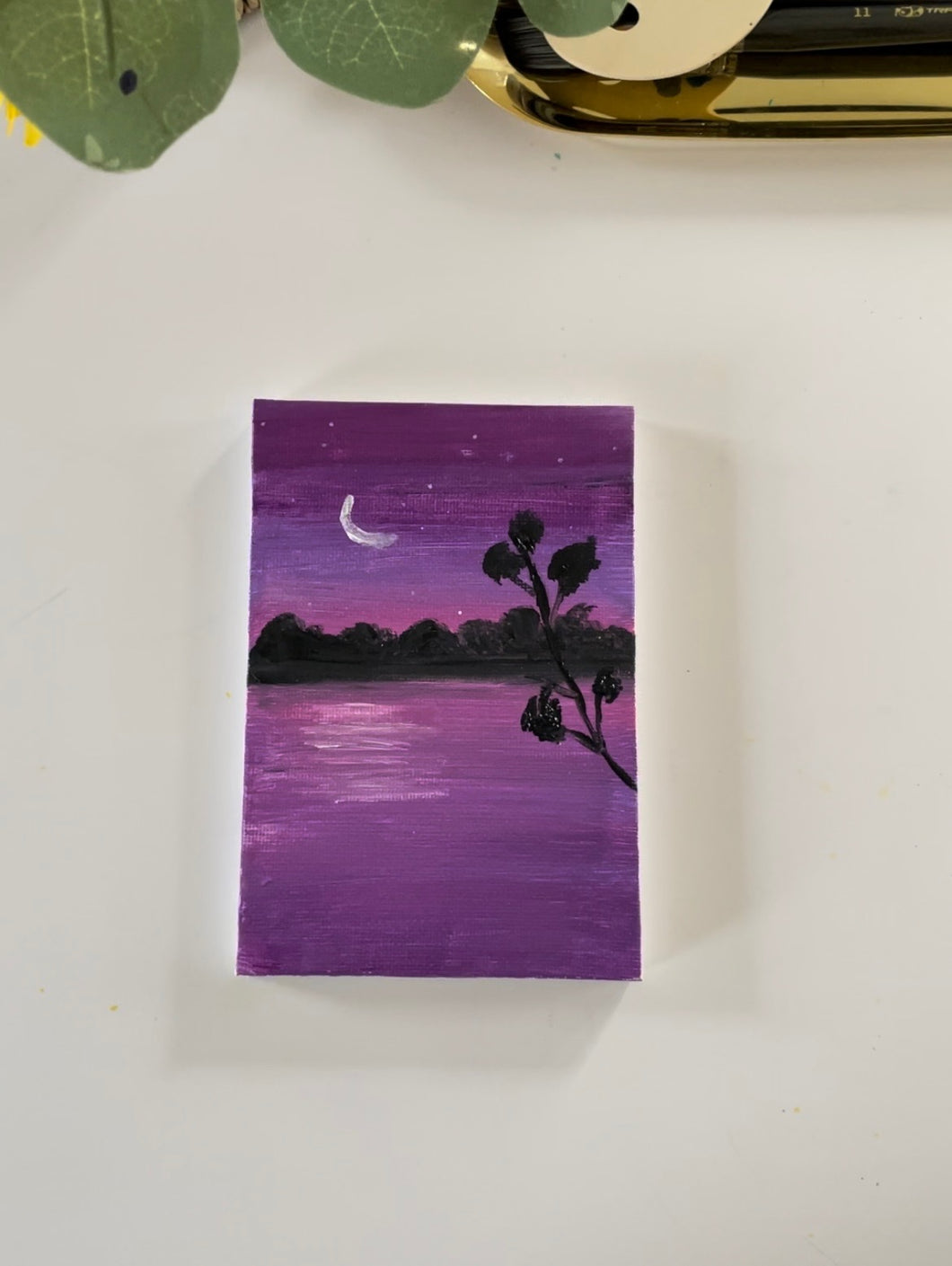 Purple Moonlight Lake (4x6 inches)